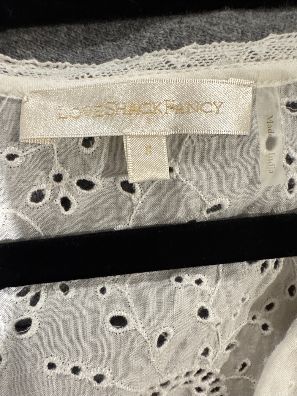 LoveShackFancy White Eyelet Button-Front Blouse - Picture 2 of 7
